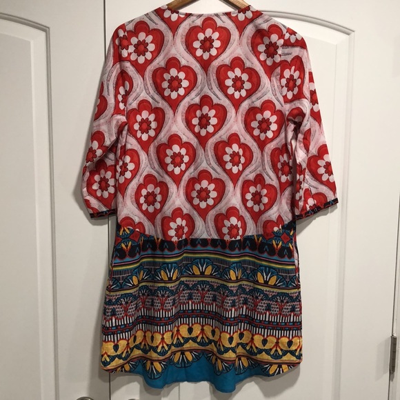 NWT! - SOFT SURROUNDINGS Hand Beaded Pocketed Tunic Dress - Picture 6 of 15